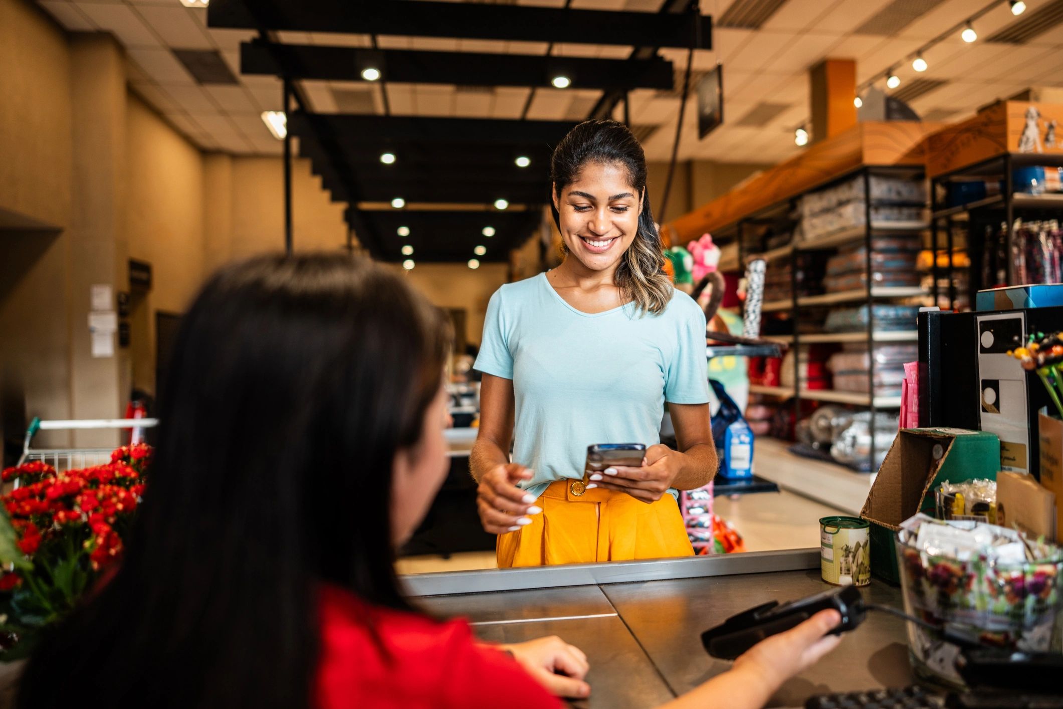 Customer at a retail counter