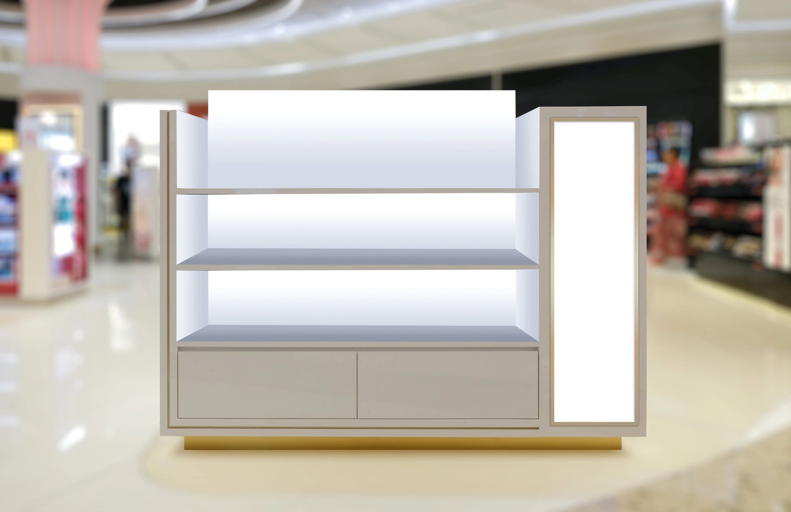 Shipping service counter with organized retail display