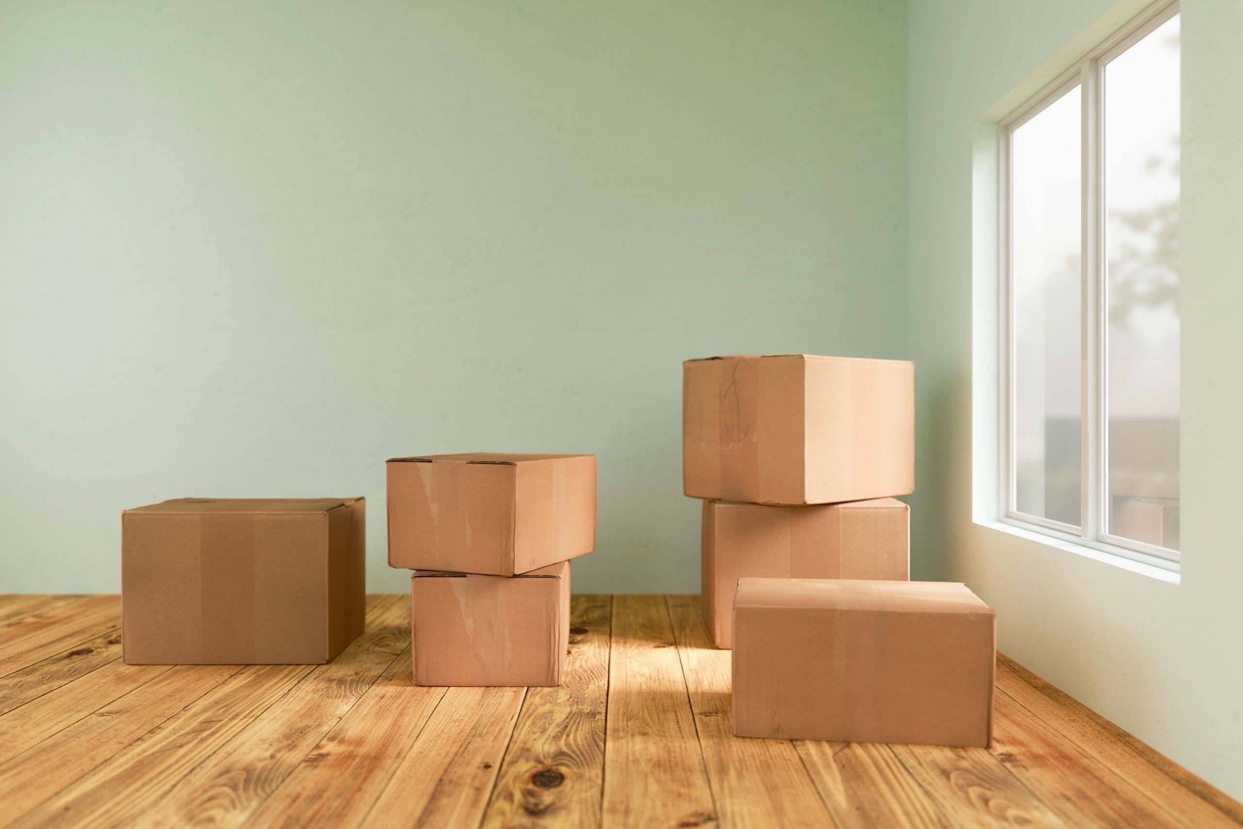 Stacked shipping boxes